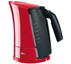 Braun WK 300 Standard kettle, Plastic, Red, 2200 W, 1.7 L, 360° rotational base