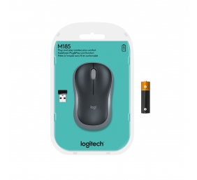 Pelė belaidė Logitech M185 USB (910-002238),  juoda/pilka