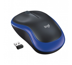 Pelė belaidė Logitech M185 USB (910-002239),  juoda/mėlyna